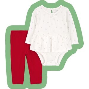 Baby 2-Piece Snowflake Peplum Bodysuit Pant Set